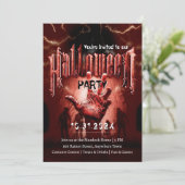 Invitation Soirée Halloween Effrayante Zombies Rouges (Debout devant)