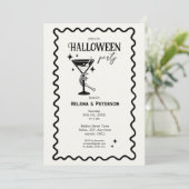Invitation Soirée Halloween en noir et blanc rétro amusant (Debout devant)