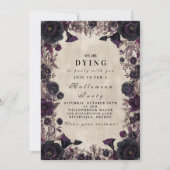 Invitation Soirée Halloween Fleur Violette Gothique (Devant)