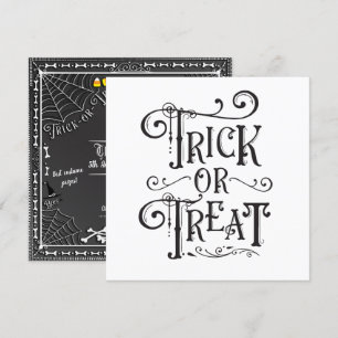 Invitation Soirée Halloween Friandise ou Farce Os Noir Blanc