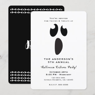 Invitation Soirée Halloween Ghost Face Friandises ou Farces