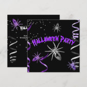 Invitation Soirée Halloween Gothique Araignée Violet Noir (Devant / Derrière)