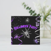 Invitation Soirée Halloween Gothique Araignée Violet Noir (Debout devant)