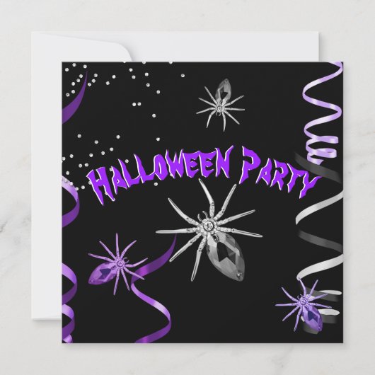 Invitation Soirée Halloween Gothique Araignée Violet Noir (Devant)