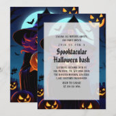 Invitation Soirée Halloween gothique de sorcière effrayante (Devant / Derrière)