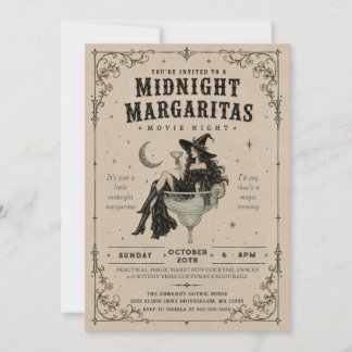 Invitation Soirée Halloween gothique sorcière des Margaritas