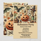 Invitation Soirée Halloween gothique vintage (Devant / Derrière)