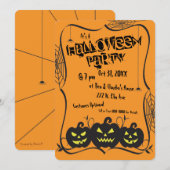 Invitation Soirée Halloween Jack O' Lanterns & Araignées (Devant / Derrière)