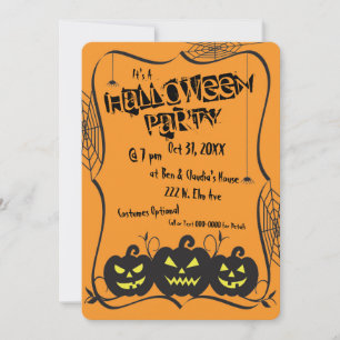 Invitation Soirée Halloween Jack O' Lanterns & Araignées