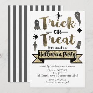 Invitation Soirée Halloween Moderne Chic Fantôme Trick or Tre