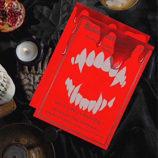 Invitation Soirée Halloween morsure de vampire