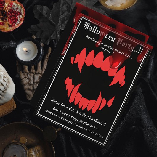 Invitation Soirée Halloween Morsure des Vampires