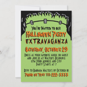 Invitation Soirée Halloween Nuit Squelettique Friandise ou Fa