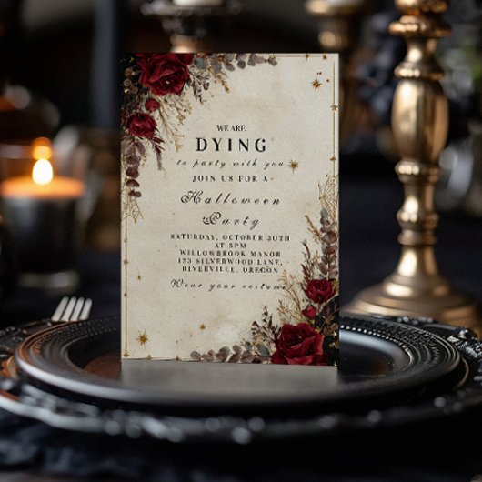 Invitation Soirée Halloween Rose Gothique