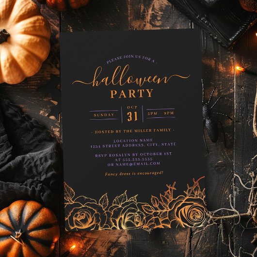 Invitation Soirée Halloween Rose Orange