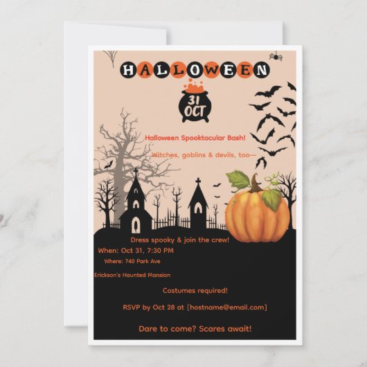 Invitation Soirée Halloween Spectaculaire (Devant)