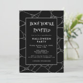 Invitation Soirée Halloween Toile d'Araignée Effrayante Noir  (Debout devant)