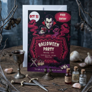 Invitation Soirée Halloween Vampire Vintage