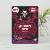 Invitation Soirée Halloween Vampire Vintage (Debout devant)