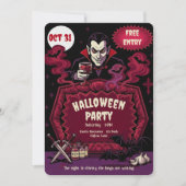 Invitation Soirée Halloween Vampire Vintage (Devant)