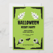 Invitation Soirée Halloween Verte et Noire,  Fête d'Halloween (Devant)