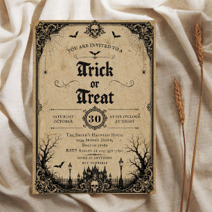 Invitation Soirée Halloween Vintage Gothique Trick or Treat