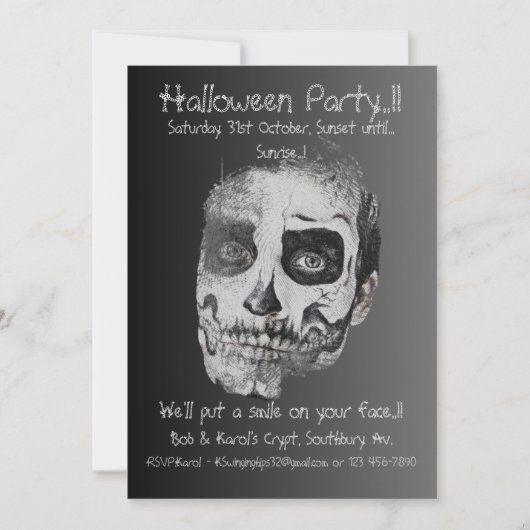 Invitation Soirée Halloween Voodoo Smile (Devant)