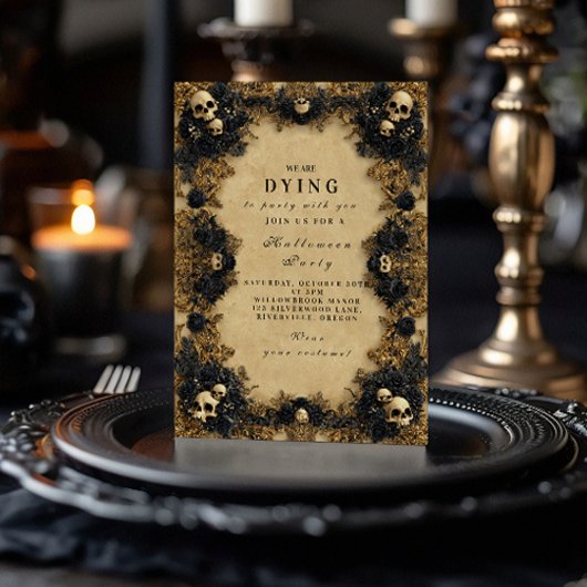 Invitation Soirée Hantée Gothique Ornée Vintage