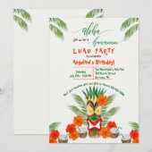Invitation Soirée Hawaïenne Tiki Luau (Devant / Derrière)