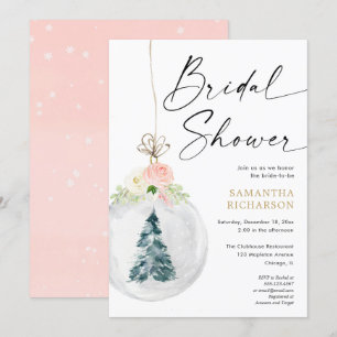 Invitation Soirée hivernale rose or élégant