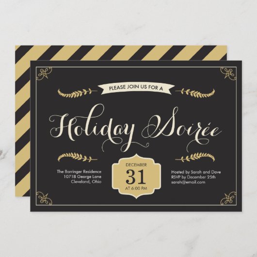 Invitation Soiree Holiday Party (Devant / Derrière)