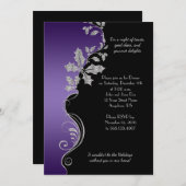 Invitation Soirée Holly de Noël Elégante violet (Devant / Derrière)