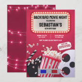 Invitation Soirée jardin de cinéma Anniversaire de enfant (Devant / Derrière)