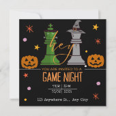 Invitation soirée jeu d'échecs halloween (Devant)