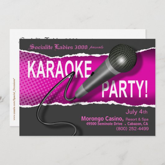 Invitation Soirée karaoké (Devant / Derrière)