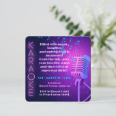 Invitation Soirée Karaoke avec Lumières Néon et Micro (Debout devant)