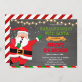 Invitation Soirée karaoké avec thème Père Noël (Devant / Derrière)