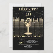 Invitation Soirée Karaoke Black Gold Chanson Fête d'anniversa (Devant)