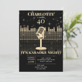 Invitation Soirée Karaoke Black Gold Chanson Fête d'anniversa (Debout devant)