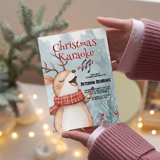 Invitation Soirée karaoké de Noël pour les Cerfs mignons