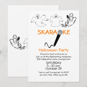 Invitation Soirée Karaoke Halloween Fantômes Heureux Personna