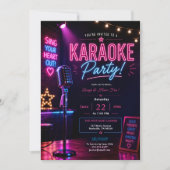 Invitation Soirée Karaoke Neon (Devant)