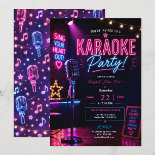 Invitation Soirée Karaoke Neon