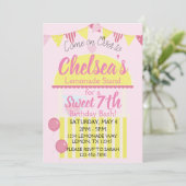 Invitation Soirée Lemonade Rose Stand Birthday Party pour fil (Debout devant)