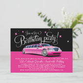 Invitation Soirée Limousine Rose Sortie Anniversaire (Debout devant)
