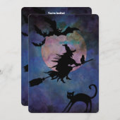 Invitation Soirée Lune avec Wich, fête d'Halloween (Devant / Derrière)