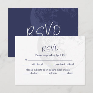 Invitation Soirée Lune Marine Nuit Mariage Bleu RSVP
