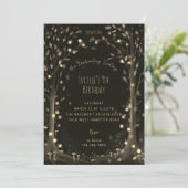 Invitation Soirée magique fête d'anniversaire en bois (Debout devant)