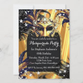 Invitation Soirée Magique Masquée Or Noir Argent (Devant)