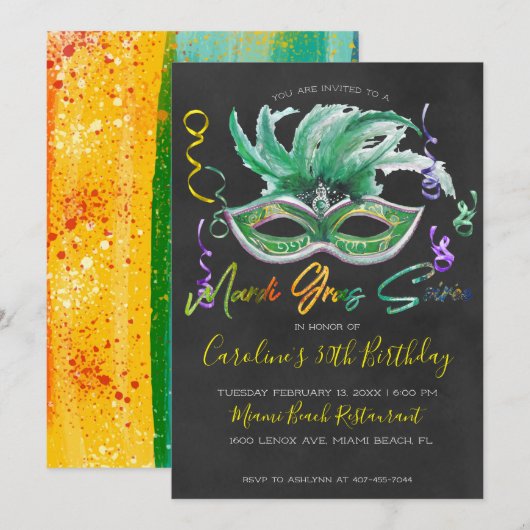 Invitation Soirée Mardi Gras | 30e Anniversaire (Devant / Derrière)